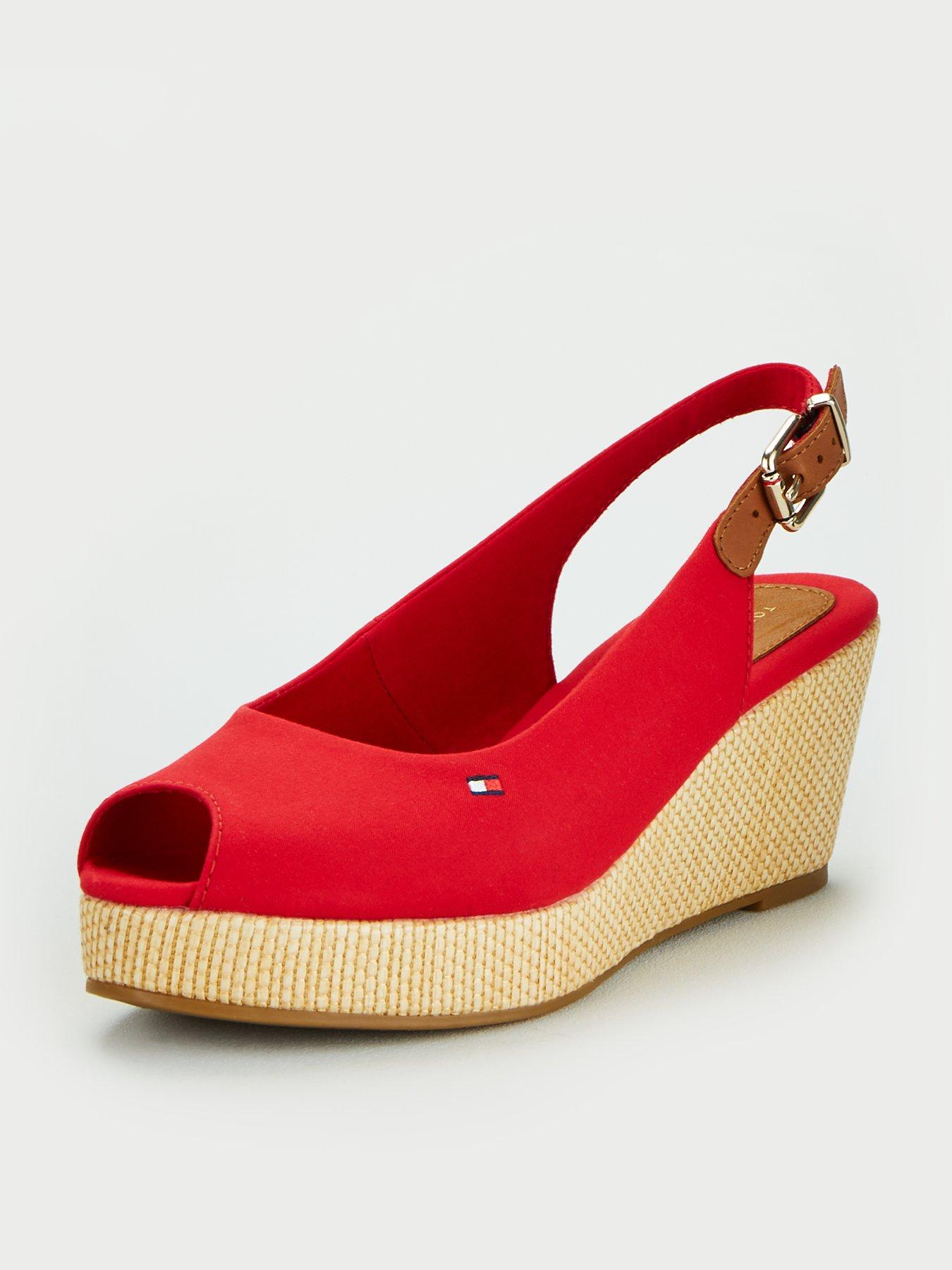 tommy hilfiger red wedge shoes
