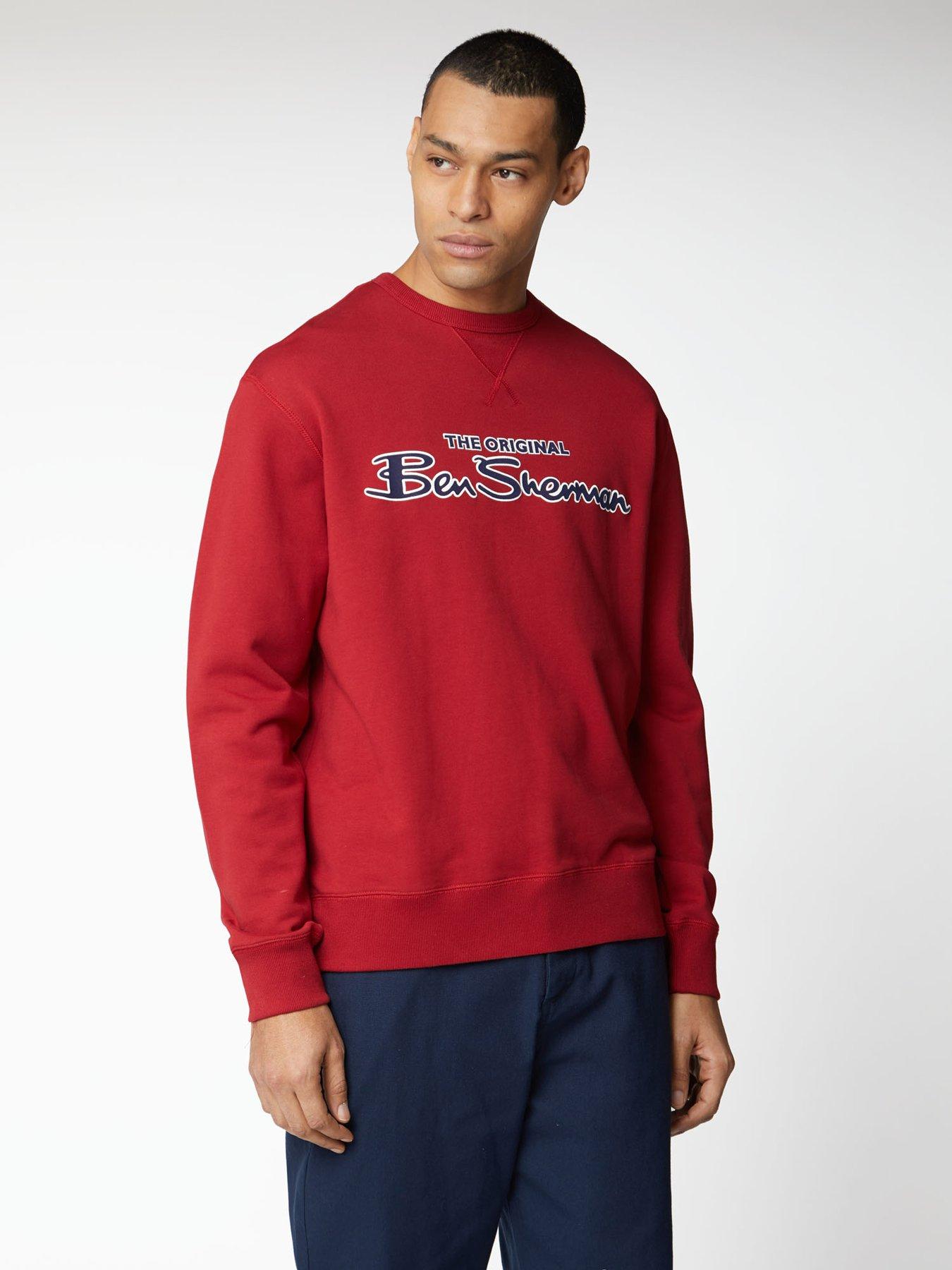 Red Flocked Signature Logo Sweatshirt, Ben Sherman