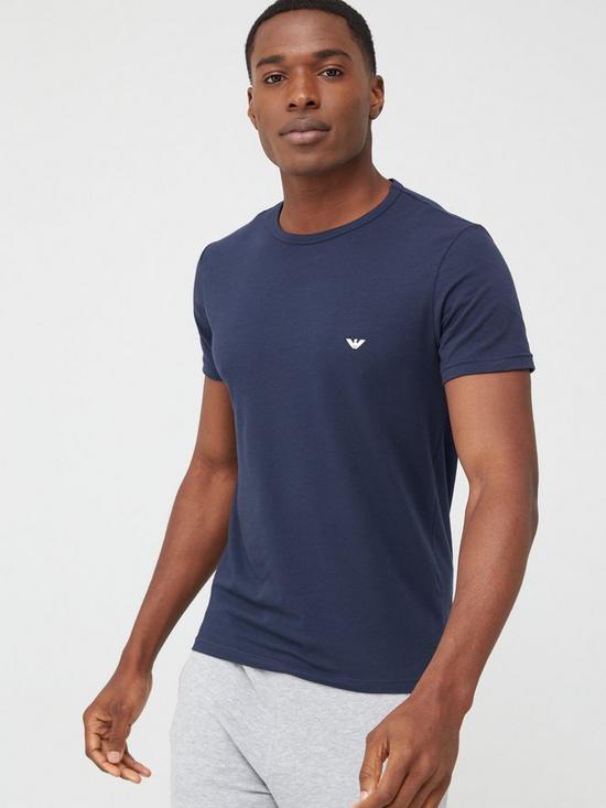 stillFront image of emporio-armani-bodywear-pure-cotton-stretch-slim-fit-t-shirt-2-pack-whitenavy