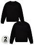  image of v-by-very-unisex-2-pack-basic-school-sweat-top-black