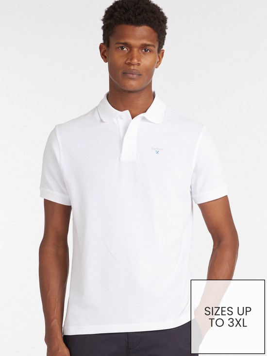 front image of barbour-sports-polo-shirt-white