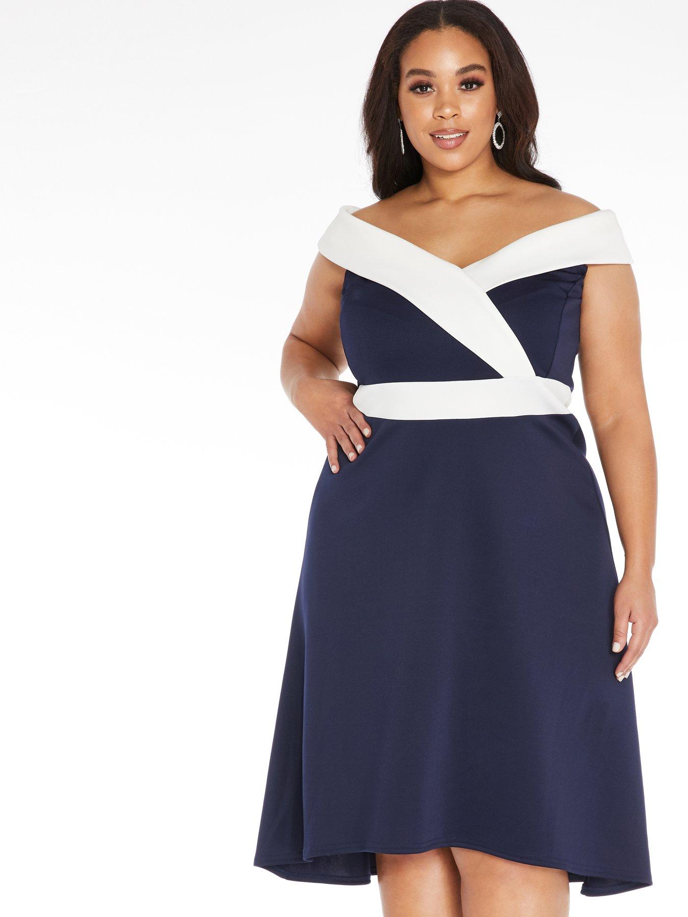 quiz navy dip hem dress