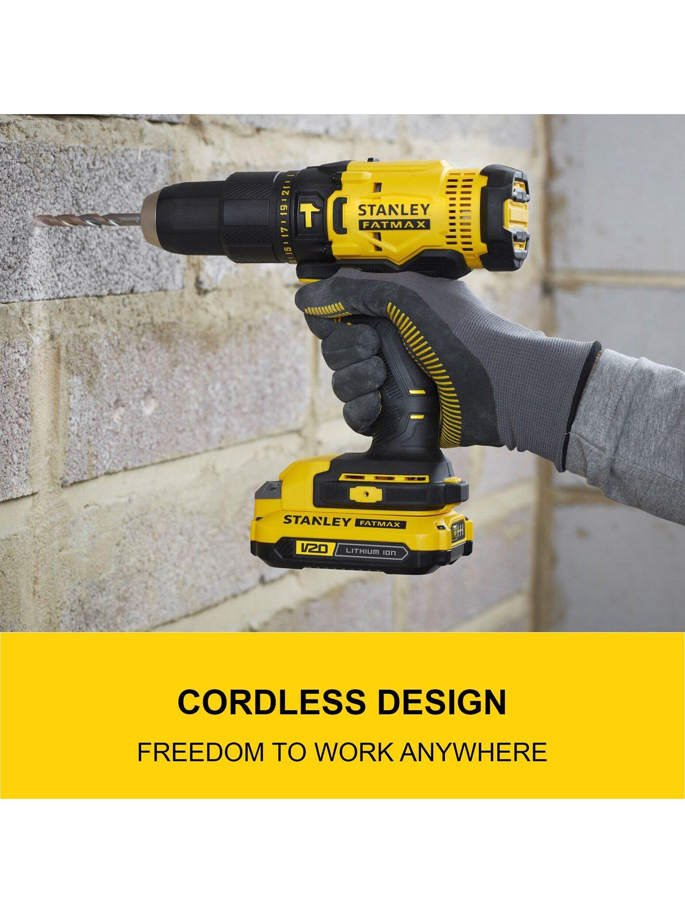  image of stanley-fatmax-v20-18v-combi-hammer-drill-kit-sfmcd711d21-gb