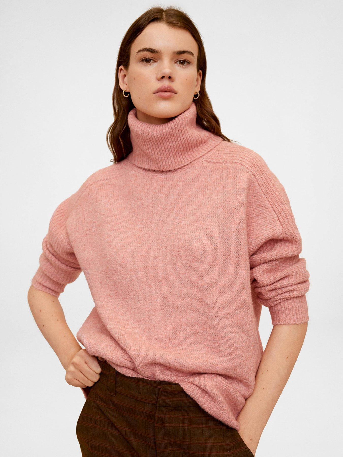 roll neck pink jumper