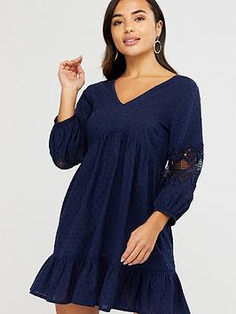 Accessorize   Organic Sleeved Lace Dress - Navy