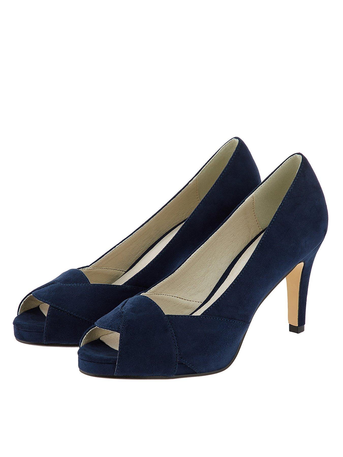 navy suede peep toe shoes