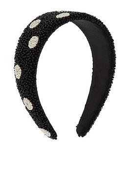 Accessorize   Beaded Dot Headband - Black