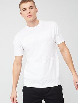 River Island River Island Maison Riviera Slim Fit Knit T-Shirt - White Picture