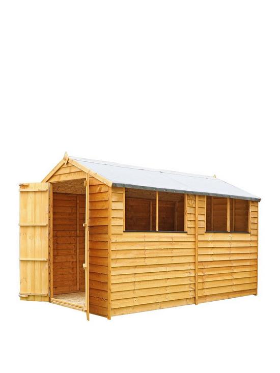 front image of mercia-10x6-value-overlap-dip-treated-apex-shed