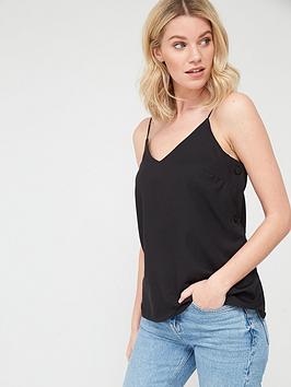 V by Very V By Very Tencel Button Side Cami Top - Black Picture