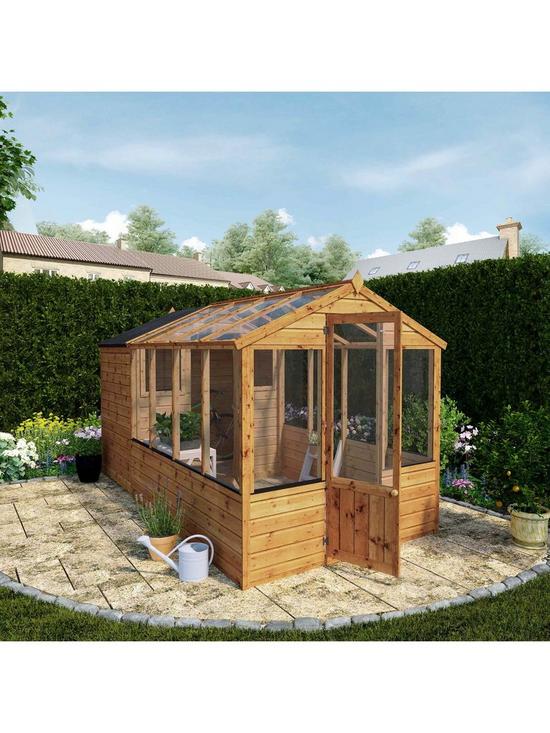 stillFront image of mercia-12x6-shiplap-dip-treated-combi-shed-greenhouse