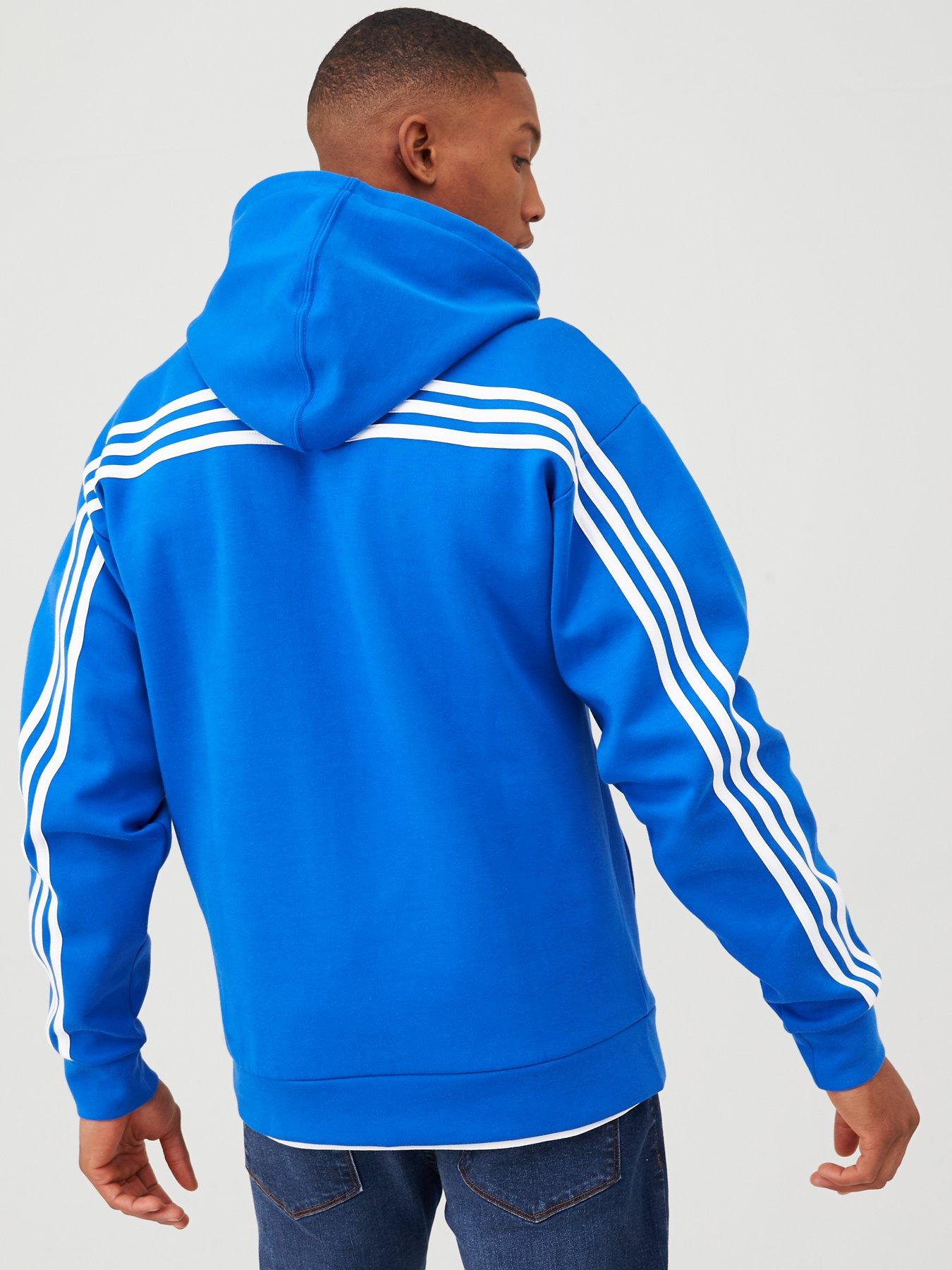 adidas 3 stripes hoodie blue