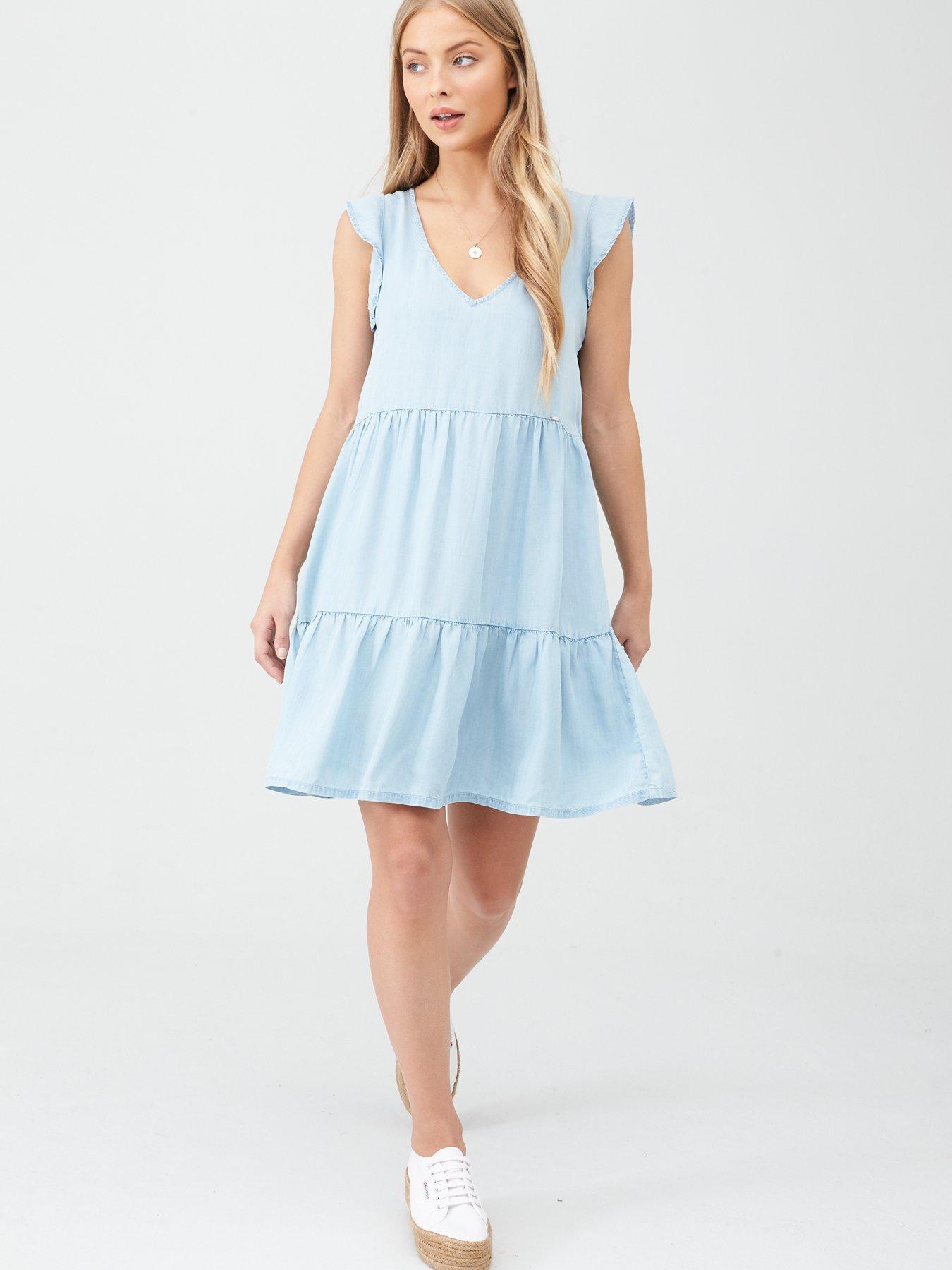 light blue tiered dress