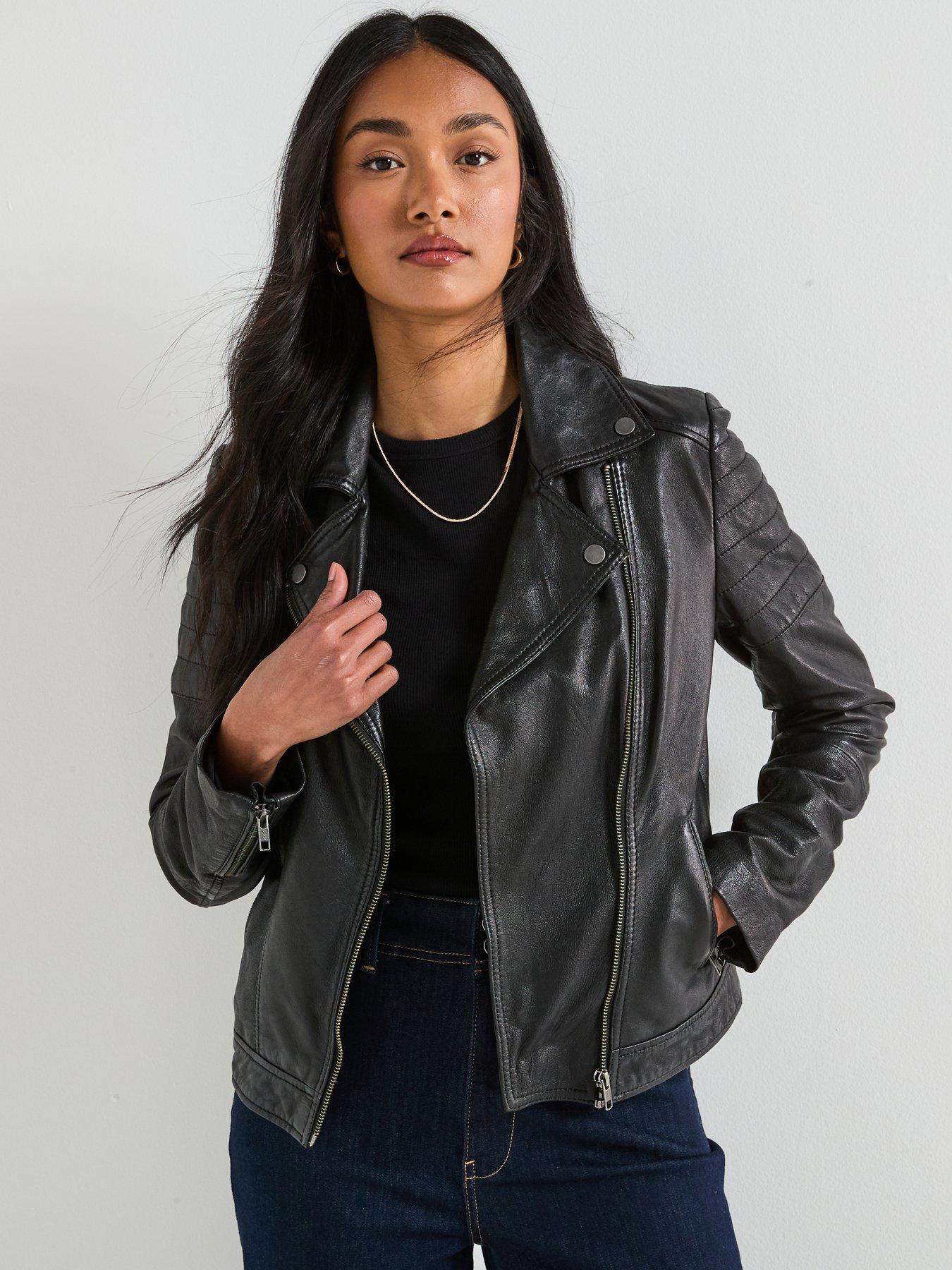 undefined Leather Biker Jacket - Black