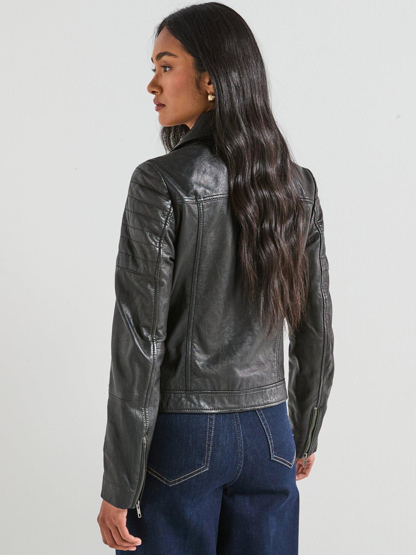 Image 2 of 6 of V by Very Leather Biker Jacket - Black