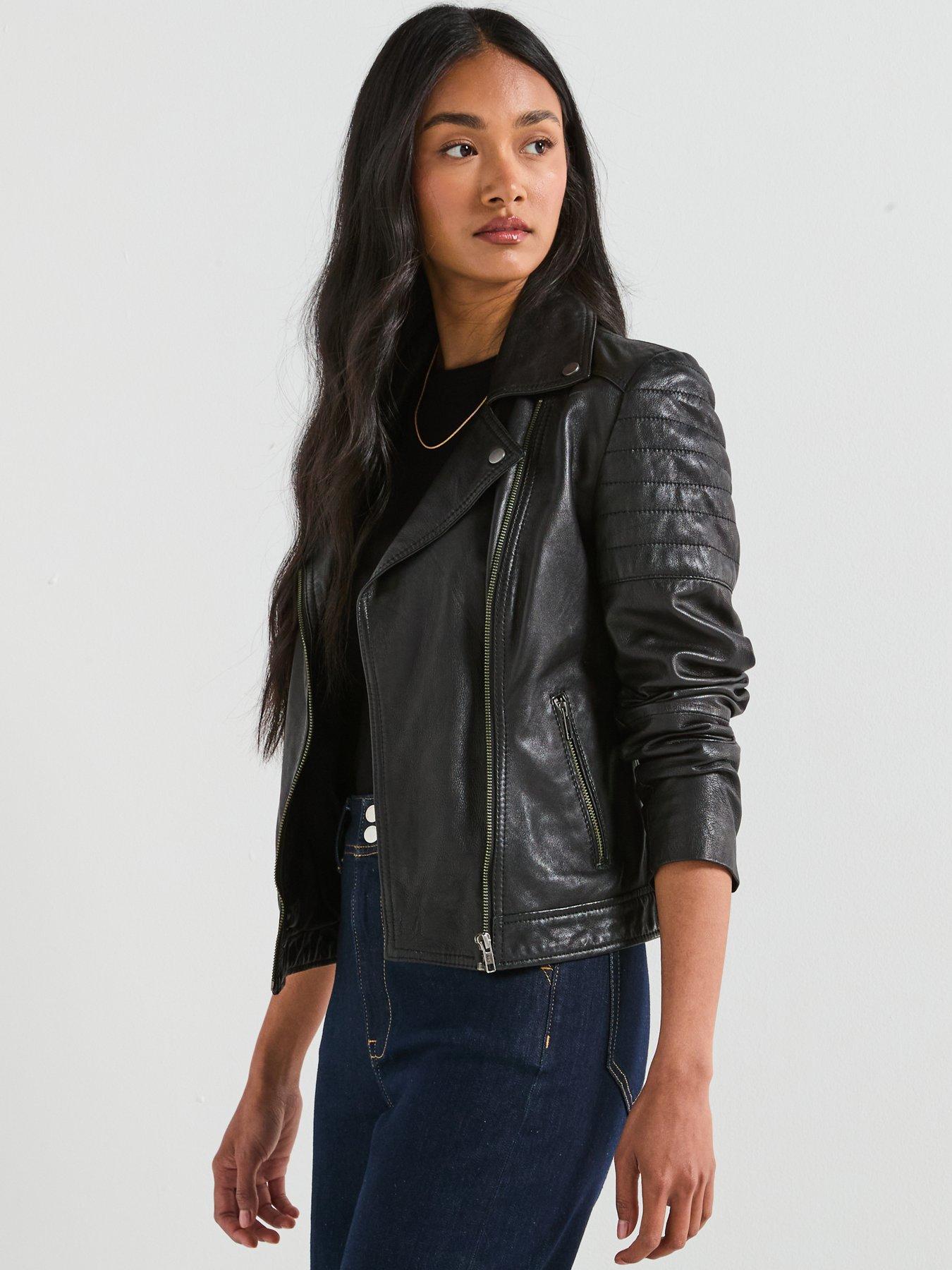 Image 5 of 6 of V by Very Leather Biker Jacket - Black