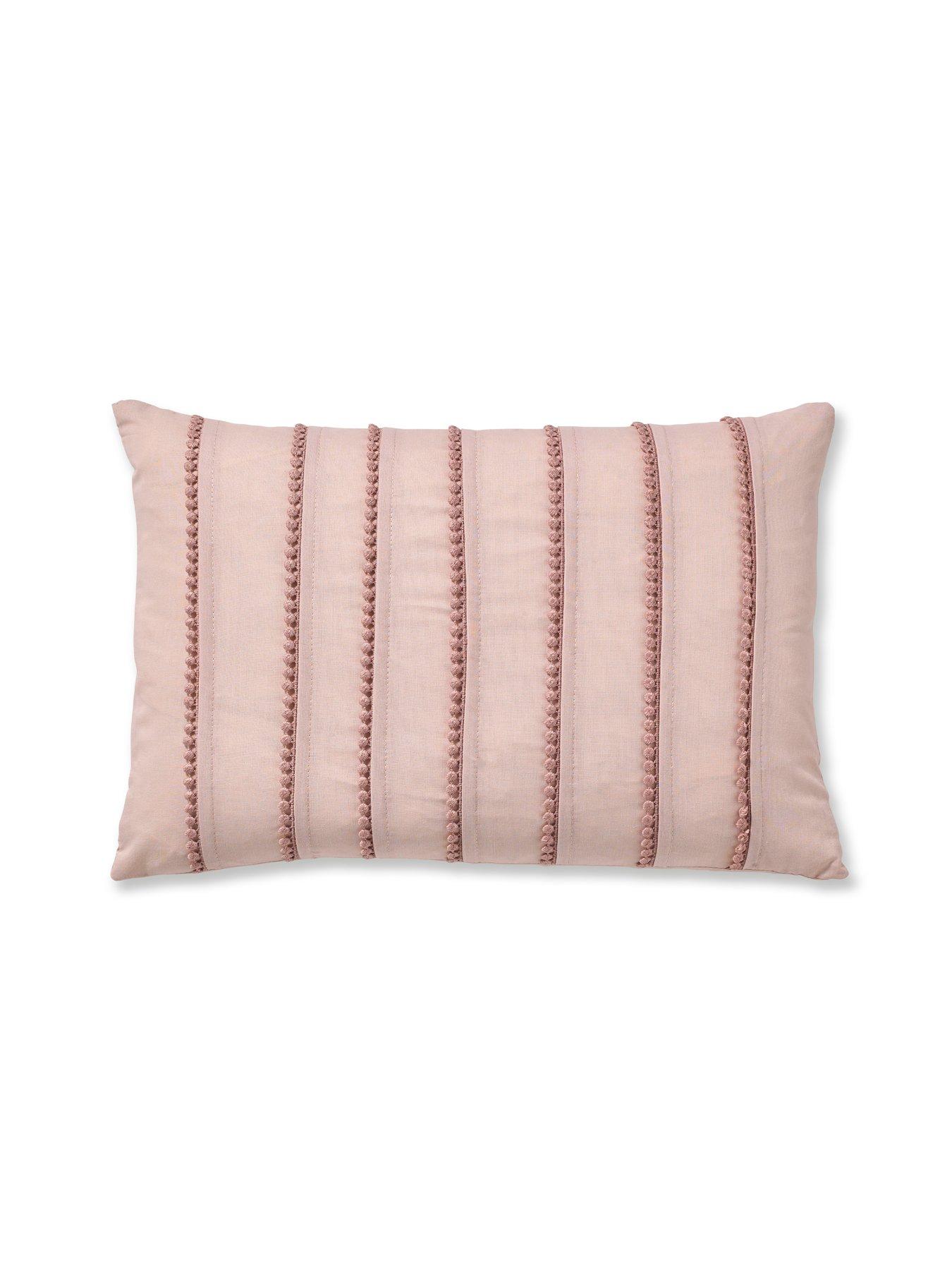 Catherine Lansfield Pom Pom Embellished Filled Cushion White 30 x 40 cm