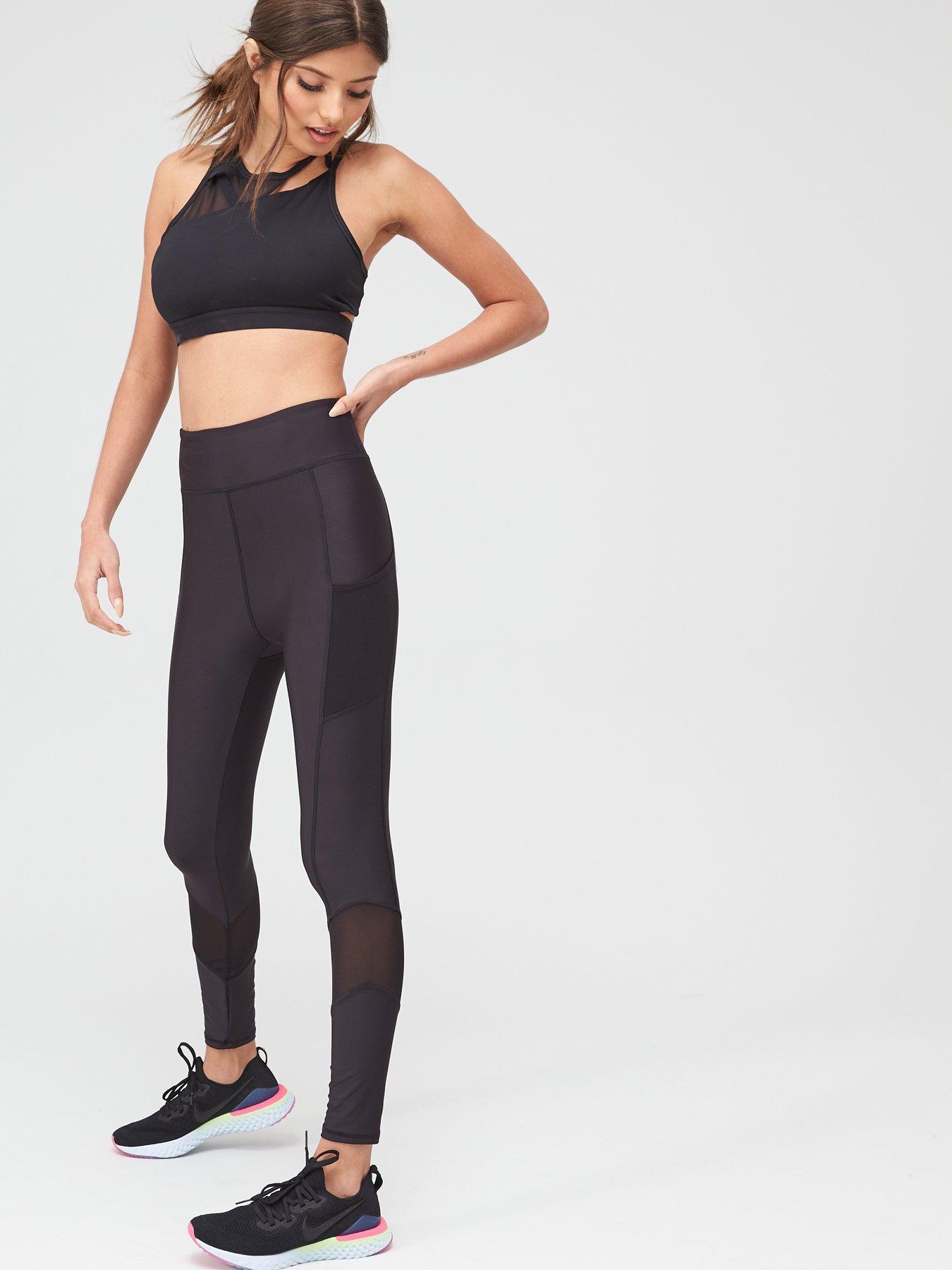 plain black running leggings