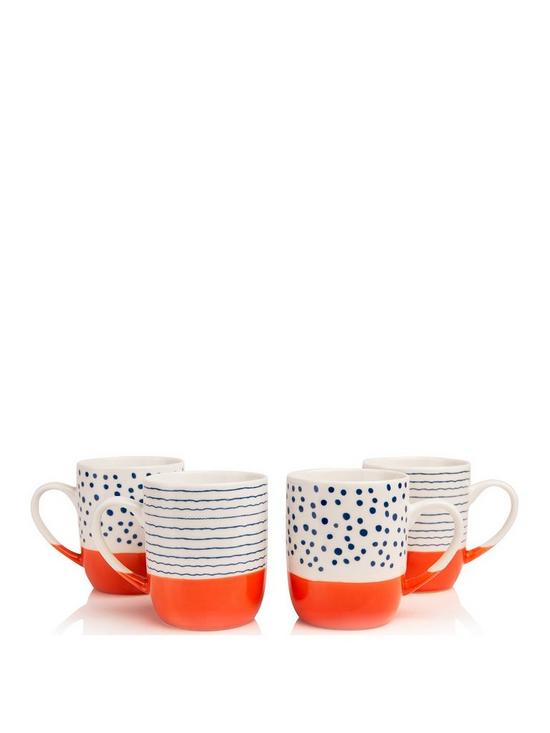 front image of sabichi-tangerine-bone-china-set-of-4-mugs