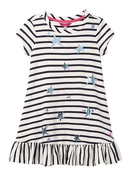 Joules Joules Girls Allie Luxe Stripe Peplum Dress - White/Navy Picture