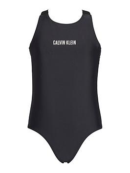Calvin Klein Calvin Klein Girls Logo Swimsuit - Black Picture
