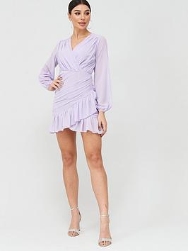 Boohoo Boohoo Boohoo Pleated Ruched Mini Dress - Lilac Picture