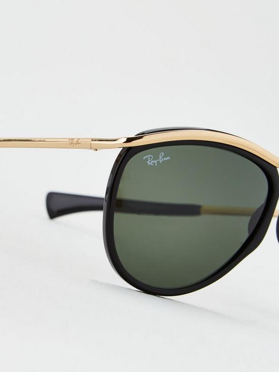 back image of ray-ban-olympian-aviator-sunglasses-blackgold