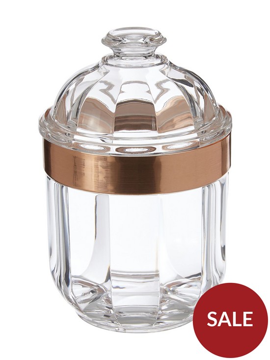 stillFront image of premier-housewares-small-acrylic-canister-with-rose-gold-finish