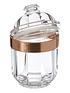  image of premier-housewares-small-acrylic-canister-with-rose-gold-finish