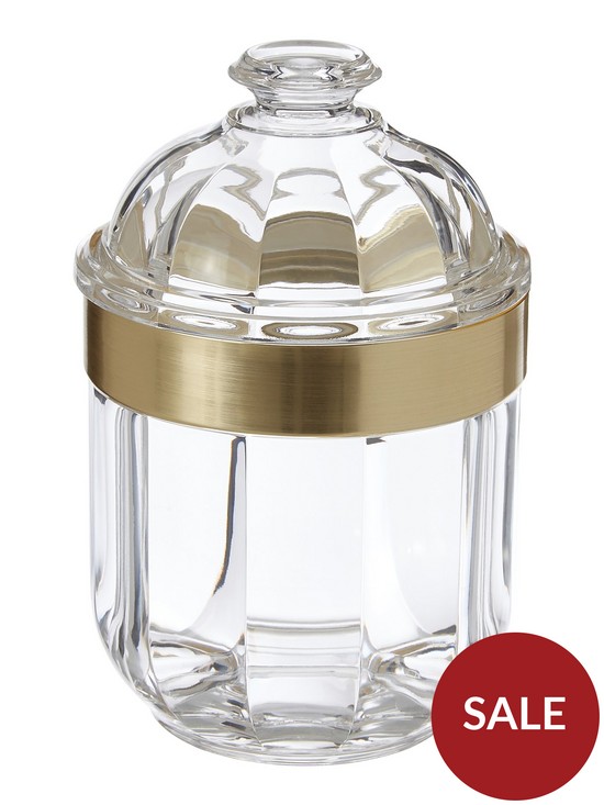 stillFront image of premier-housewares-small-acrylic-canister-with-gold-finish