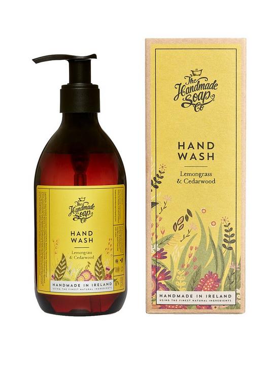 front image of the-handmade-soap-company-lemongrass-amp-cedarwood-hand-wash-300ml