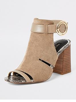River Island River Island Wide Fit Cut Out Buckle Shoe Boot - Taupe Picture