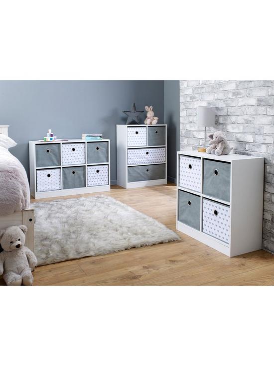 front image of lloyd-pascal-4-cube-storage-unit-with-hearts-greywhite