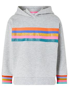 Accessorize   Girls Rainbow Stripe Hoodie - Grey
