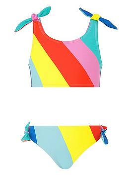 Accessorize   Girls Rainbow Stripe Sporty Bikini - Multi