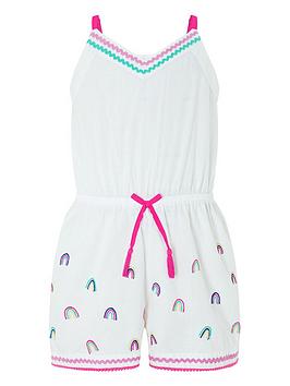 Accessorize   Girls Embroidered Rainbow Playsuit - White