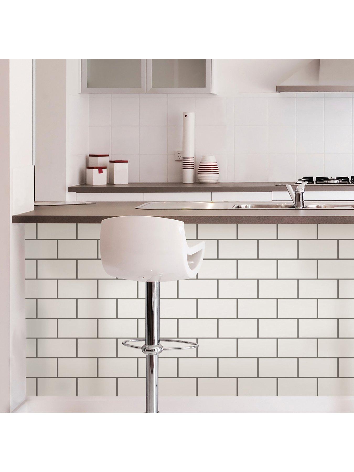 undefined Pack of 4 Subway Tile Peel  &  Stick Backsplash Tiles