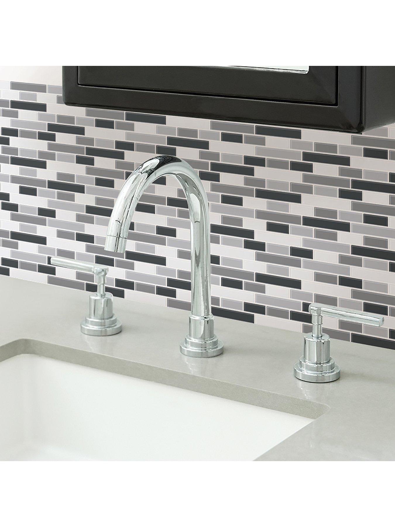 Image 2 of 4 of InHome Pack of 4 Smoked Glass Peel &amp; Stick Backsplash Tiles