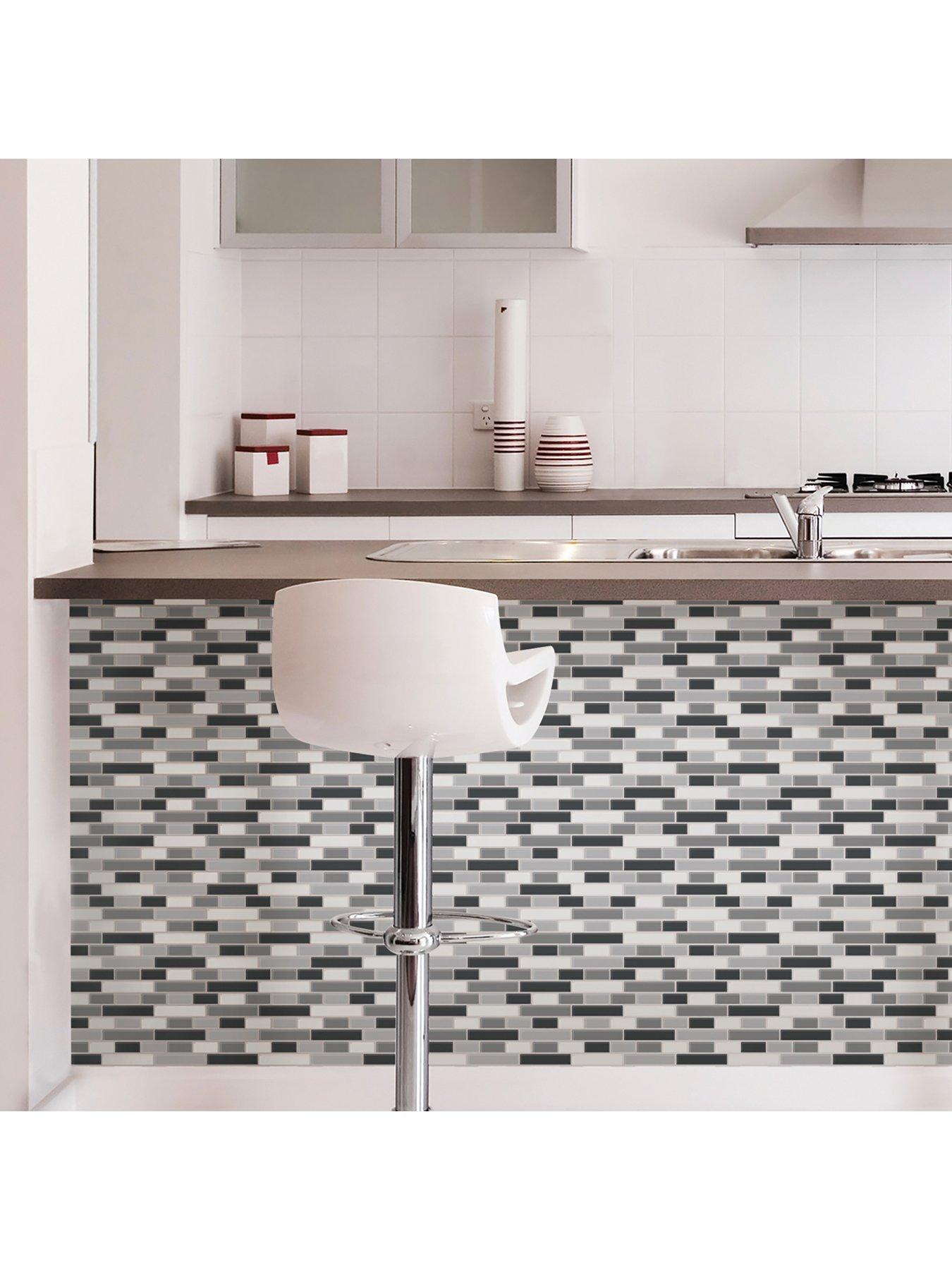 Image 4 of 4 of InHome Pack of 4 Smoked Glass Peel &amp; Stick Backsplash Tiles