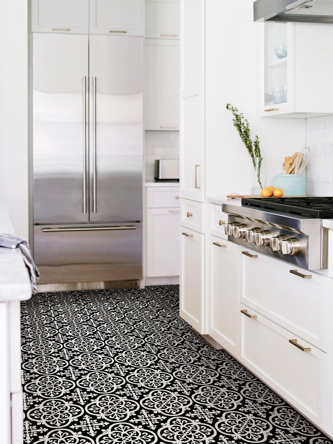 Image 1 of 3 of Floor Pops Pack of 10 Gothic Peel &amp; Stick Floor Tiles