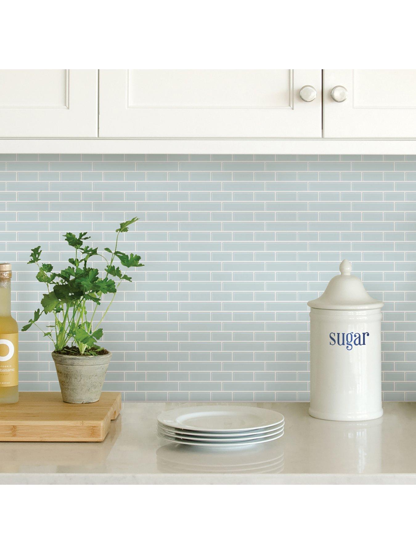 Image 2 of 4 of InHome Pack of 4 Sea Glass Peel &amp; Stick Backsplash Tiles