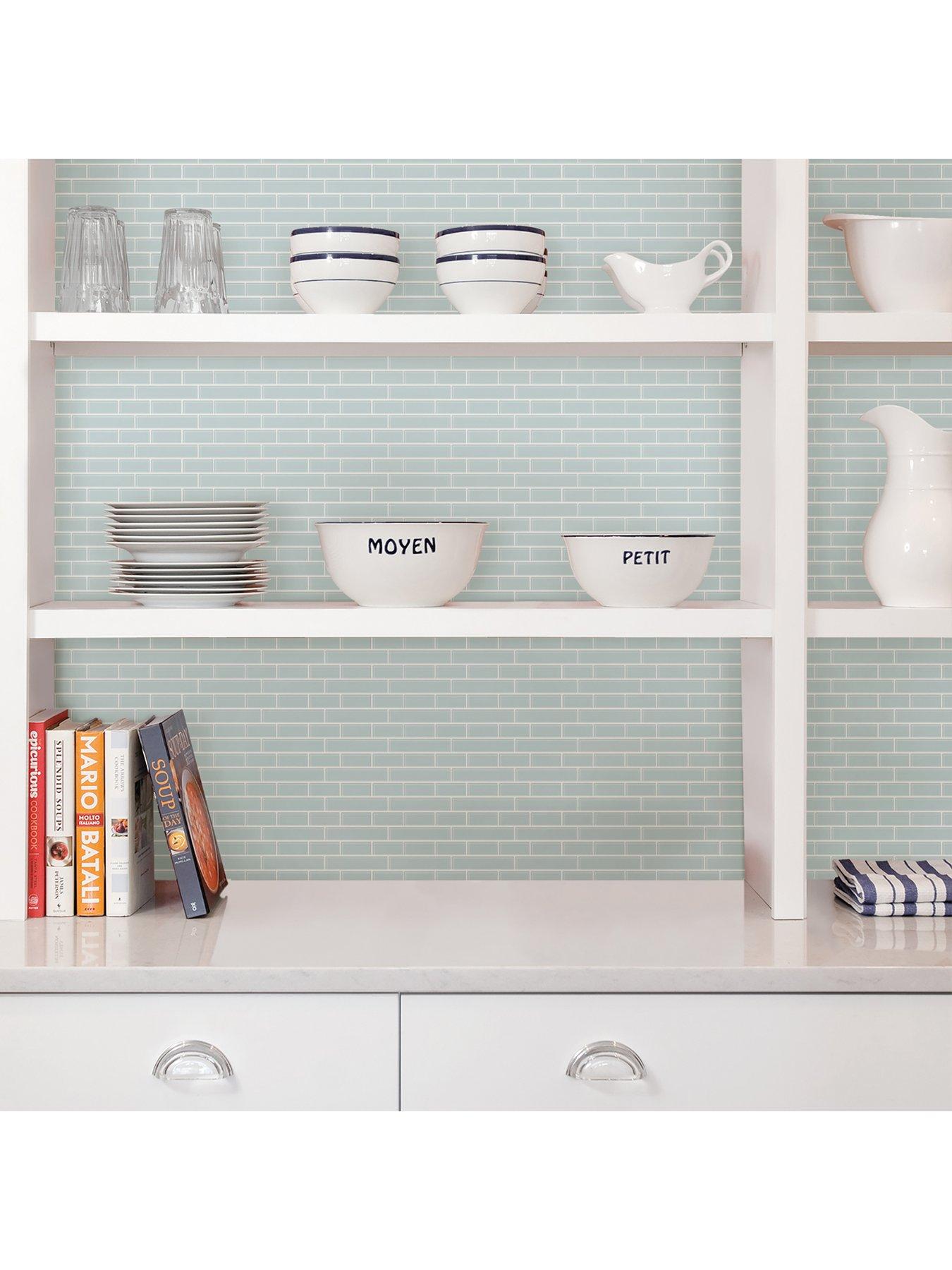 Image 4 of 4 of InHome Pack of 4 Sea Glass Peel &amp; Stick Backsplash Tiles