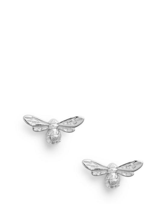 front image of olivia-burton-lucky-bee-stud-earrings-silver