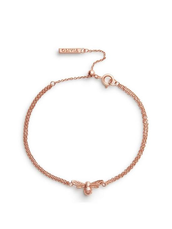 front image of olivia-burton-lucky-bee-chain-bracelet-rose-gold