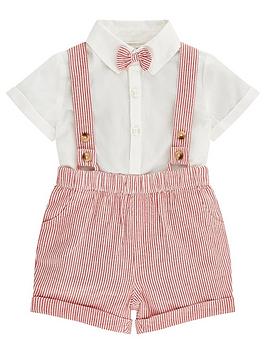 Monsoon   Baby Boys Archie Dungaree Set - Red