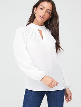 V by Very V By Very High Neck Keyhole Shell Blouse - Ivory Picture