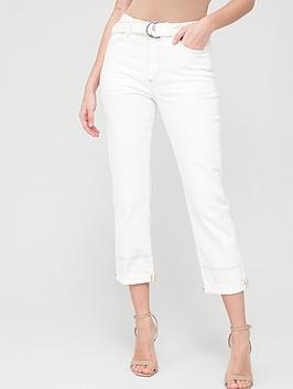 V by Very V By Very High Waist Belted Straight Jean - Ecru Picture