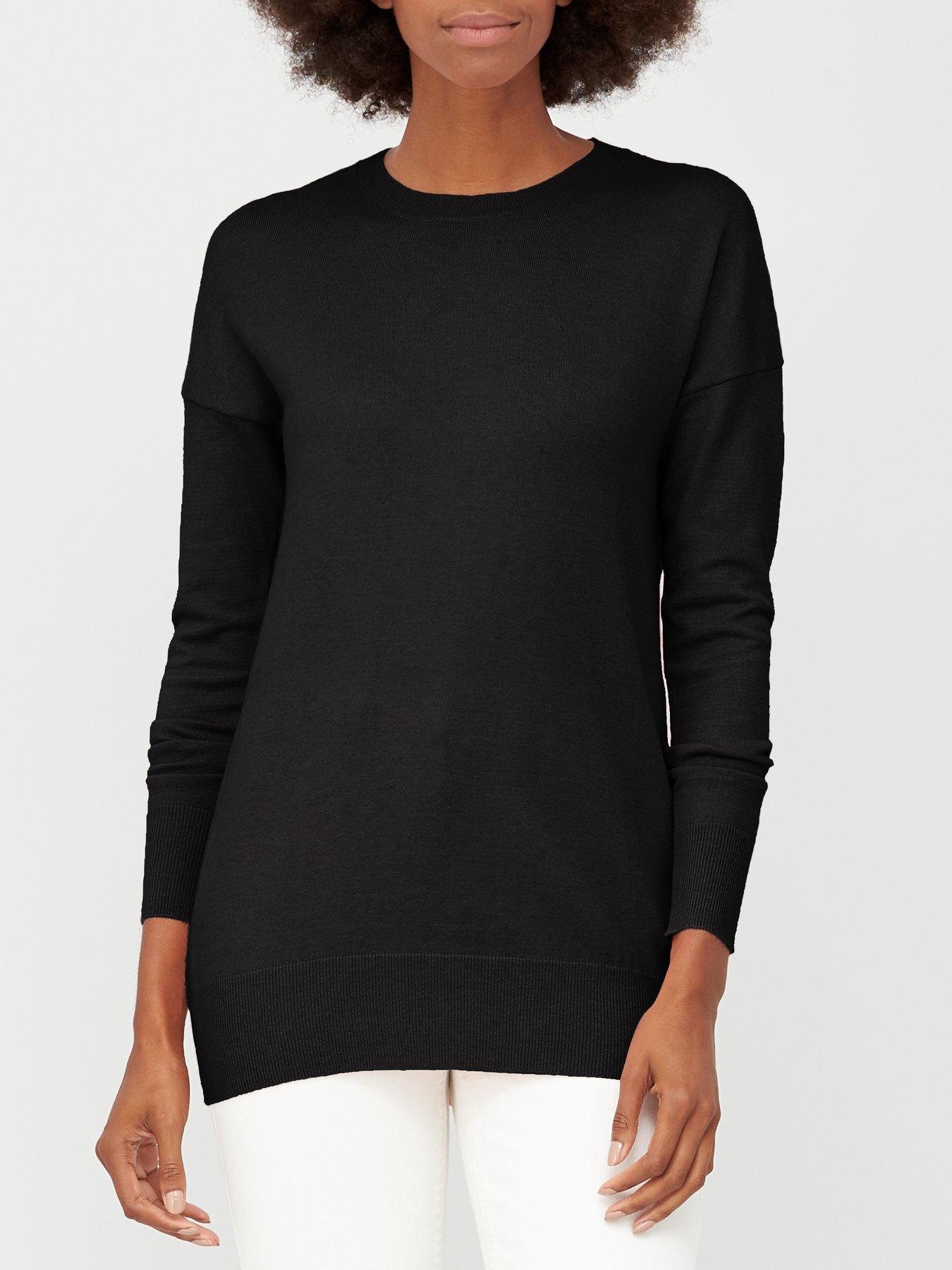 womens black longline jumper
