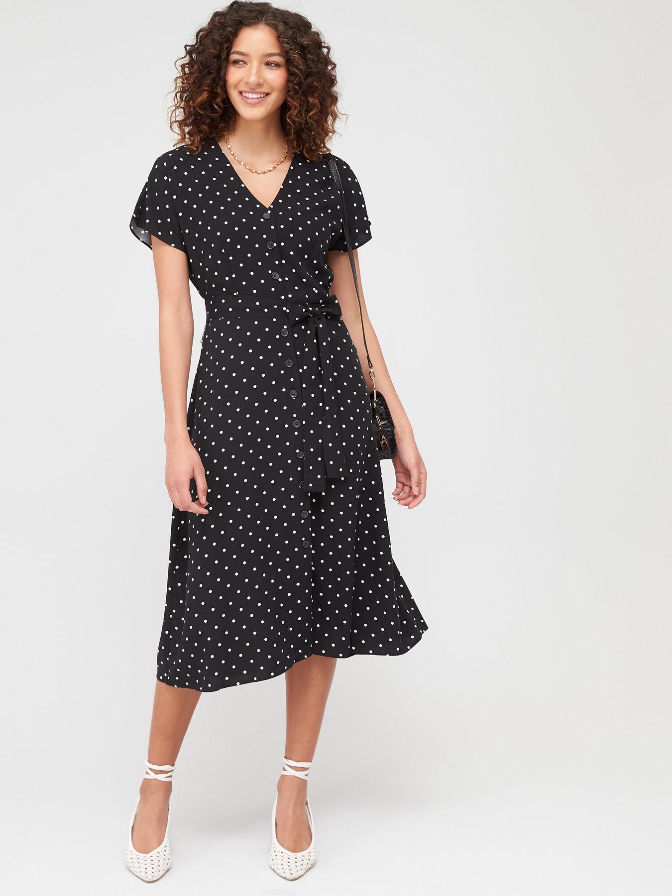 warehouse button through midi dress