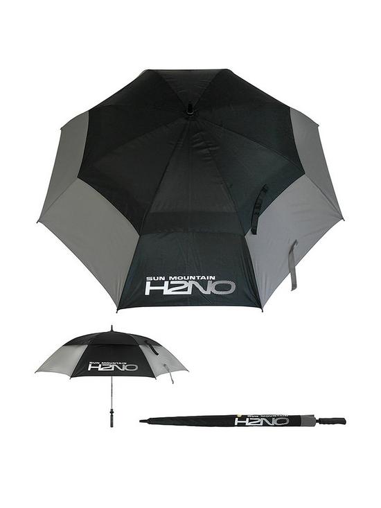 front image of sun-mountain-h2no-dual-canopy-windproof-large-golf-umbrella-68-172cm-auto-opening-fibreglass-frame-uv-protection-greyblack